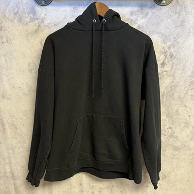 Vintage 90s Hanes Black Blank Hoodie Sweatshirt Mens Large 24x25.5 Skate Y2K - Image 1 of 4
