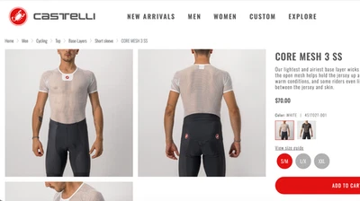 Castelli Men Core Mesh 3 Short Sleeve base layer S/M size - Image 1 of 4