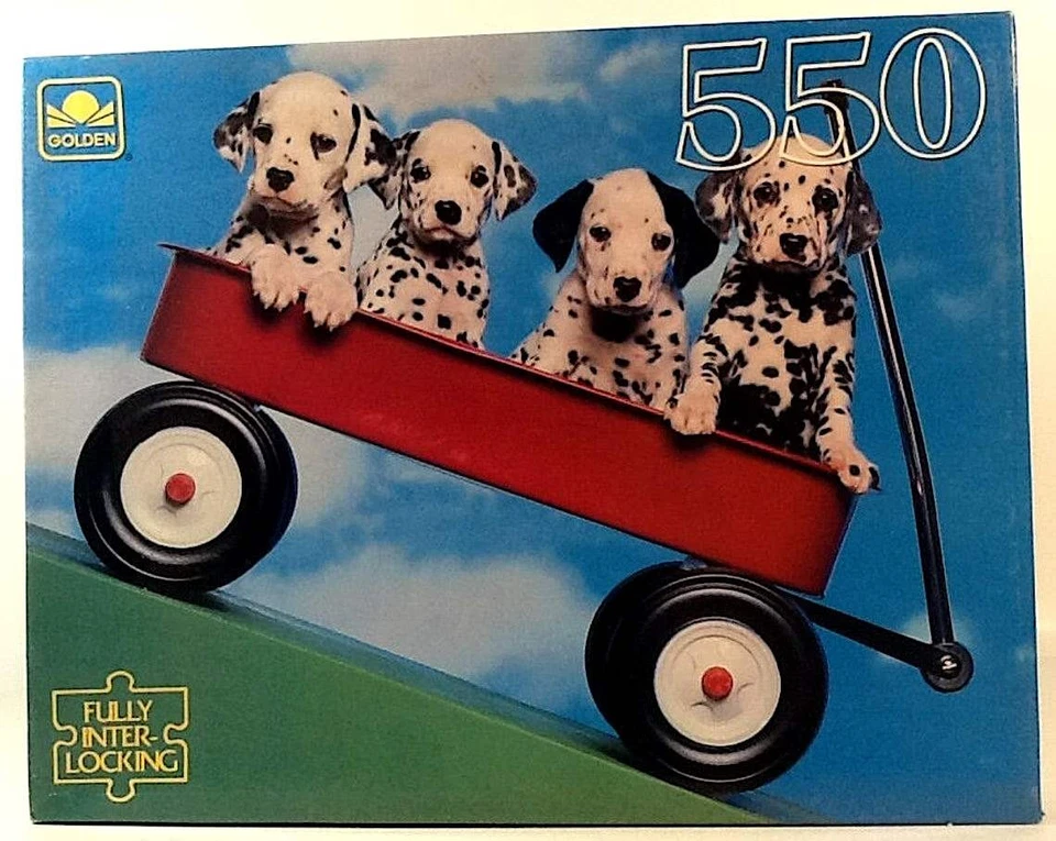 Золотая головоломка 1993 Dalmatian Pups Red Wagon Alan Wnuk 550 шт. 18 дюймов x 15 дюймов - Изображение 1 из 1