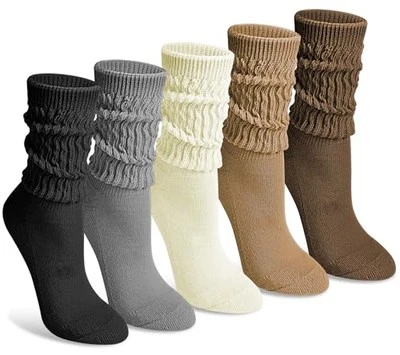 5 pares de calcetines holgados para mujer - beige crujiente negro gris caqui claro café Foto 1 de 4