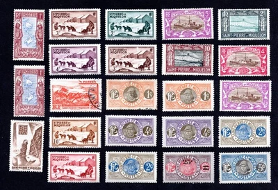Saint Pierre and Miquelon 1909-47 group of 23 stamps Mi#73-366 MH/used CV=18.7$ - Image 1 of 2