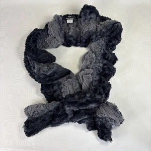 Sciarpa pelliccia sintetica Dennis by Dennis Basso nera grigia elasticizzata super morbida nuova senza etichette - Foto 1 di 9