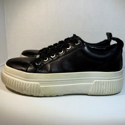 Zapatillas deportivas J/Slides para mujer con plataforma con cordones de cuero negro liso talla 8M Foto 1 de 4