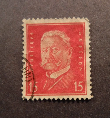 Scott #374, 1928-32, 15pf, Pres. Retrato de Von Hindenburg, sello usado Foto 1 de 2