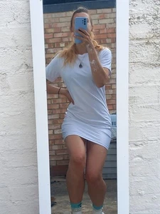 Slim Fit Mini Dress Short Sleeve Summer Dress Women's Size 8 White - Picture 1 of 5