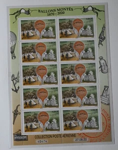FULL SHEET of TEN FRANCE -2020 Balloon Mail 150th anniversary #C83 - MNH - Picture 1 of 4