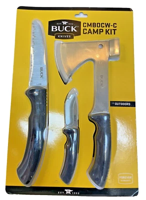 Buck Knives Camp Kit Folding Saw, Fixed Blade Knife with Sheath, Axe with Sheath - Image 1 of 4