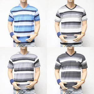 Nuevo con etiquetas Para hombres Informal Cuello en V Camisetas de Verano Diseño a Rayas S M Grande XL - Imagen 1 de 4
