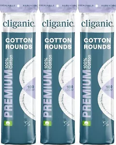 NEW Cliganic Premium Cotton Rounds for Face (300 Count) - Makeup Remover Pads - Picture 1 of 6