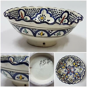 VINTAGE MOROCCAN HANDMADE SALAD/COUSCOUS SERVING DEEP DISH BOWL CASRIYA KASRIYA  - Picture 1 of 14