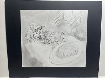 Arte Original Lápiz Dibujo Ilustración Montada 8 X 9 1/2 Surrealismo Foto 1 de 4