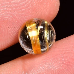 Top Quality Golden Rutile Quartz Cabochon Loose Gemstone 4 Ct 10X10X45MM Natural - Picture 1 of 4