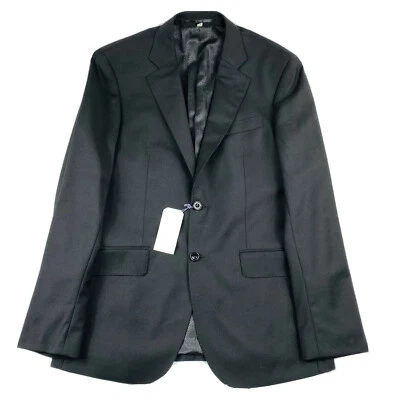 Blazer masculino Hardy Amies preto sólido lã pura tamanho 40L novo com etiquetas - Imagem 1 de 4
