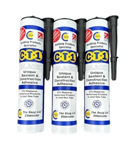 C-Tec CT1 Sealant And Construction Adhesive Pack Of 3 - BLACK, 290ml - Picture 1 of 2