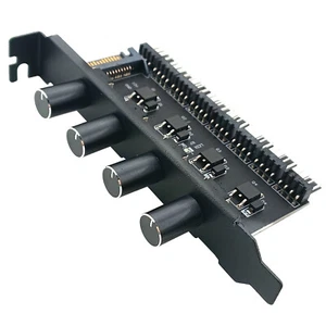 PC Fan Speed Controller 8 Channel 4pin 3pin Hub 4 Knob PCI Slot Panel SATA Power - Picture 1 of 6