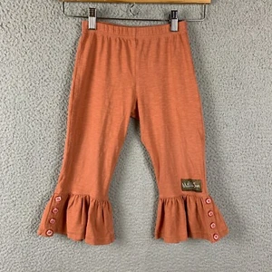Matilda Jane Pants Girl 4 Coral Mauve Ruffle Button Bell Flare Boho Chic - Picture 1 of 8