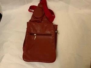 New Buxton Lambskin Leather Crossbody Bag Red Adjustable - Picture 1 of 7