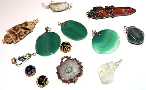 Exquisite vtg to now mixed lampwork art glass gemstones pendants findings Lot177 - Picture 1 of 2