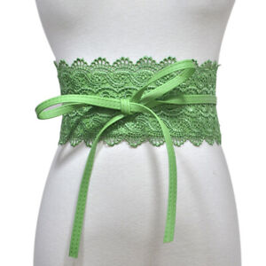 Women's Wide Corset Belt Bow Lace Belt Self Tie Waist Belt Solid Color  Crochet