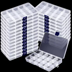 2-32PC Clear Jewelry Box Plastic Bead Storage Craft Container Earrings Organizer - Picture 1 of 13