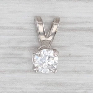 New 0.16ct Round Solitaire Small Drop Pendant 14k White Gold - Picture 1 of 5