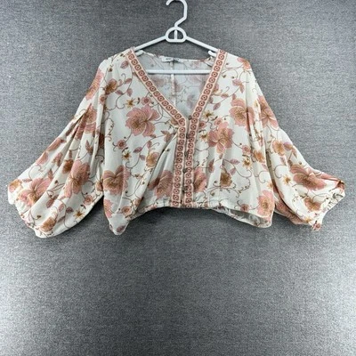 Blusa Top Rosa Oliva Mujer Talla XL Beige Floral Informal Casa de Campo Foto 1 de 4