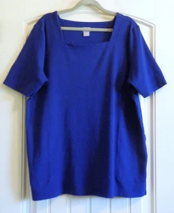 Chico's Blue Cotton Women's Blouse Top T-Shirt with Pockets Chico's SZ 3 or XL - Picture 1 of 4