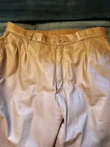 Alan Michaels Brown Leather Biker Pants Size 34 Light Wear - Picture 1 of 14
