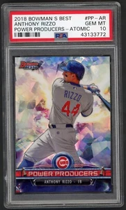 2018 Bowman's Best Anthony Rizzo PSA 10 GEM MINT Power Producer Atomic Refractor - Picture 1 of 2