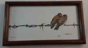 Vintage 1988 Nancy Bicknell Vögel signierter Druck Aquarell nummeriert Holz gerahmt Kunst - Bild 1 von 20