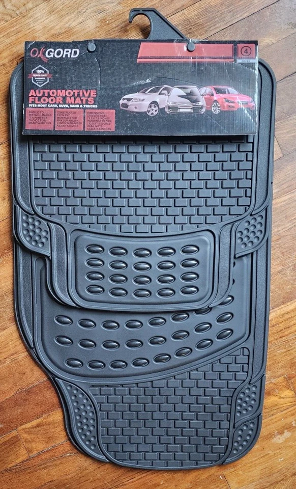 Черные сверхпрочные резиновые напольные коврики для улавливания грязи всепогодные автомобильная подкладка 4 шт. - Изображение 1 из 2