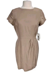 JONES NEW YORK DRESS Women Petti Size 14P 100% Silk Faux Wrap Knee Dress 105A - Picture 1 of 7