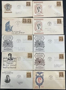#883 Ethelbert Nevin Famous Americans lot of 12 Mixed cachet First Day covers - Picture 1 of 2