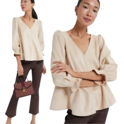 Blusa TUCKERNUCK Hueso Gamuza Easton Swing Top Talla S venta al por menor $128 Foto 1 de 4