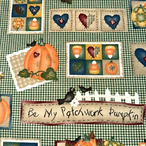1998 Pumpkin Pal Patch Daisy Kingdom Patchwork Cotton Fabric BT Half Y #4 - Picture 1 of 7