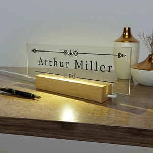 Placa de nombre de escritorio de acrílico personalizada I signo de acrílico personalizado I placa de identificación para escritorio - Imagen 1 de 9