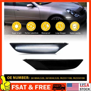 2x Clear Whiye LED Side Marker Lights For 2003-2006 Infiniti G35 Sedan Base - Picture 1 of 12