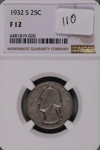 1932-S Washington Silver Quarter NGC F-12 #9-020 - Picture 1 of 2