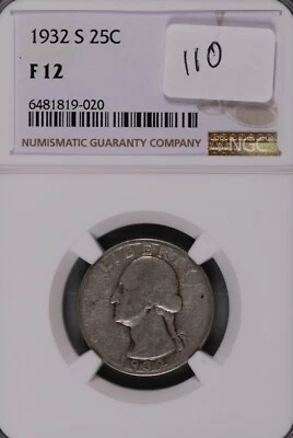 1932-S Washington Silver Quarter NGC F-12 #9-020 - Image 1 of 2