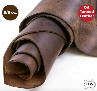 ELW Sable Brown Oil Tan Cowhide Full Grain Leather Pre-Cuts 6" to 48" 5/6 Oz - Image 1 of 4