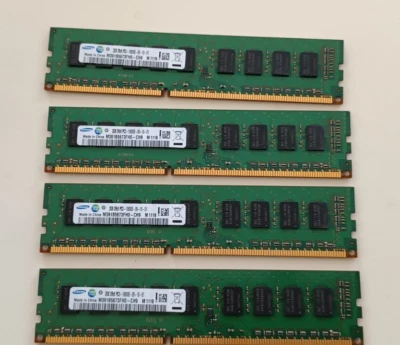 Lot 4x RAM Samsung 2GB DDR3 ECC UDIMM PC3-10600E 1333MHz - 8GB Total - SERVEUR - Photo 1/4