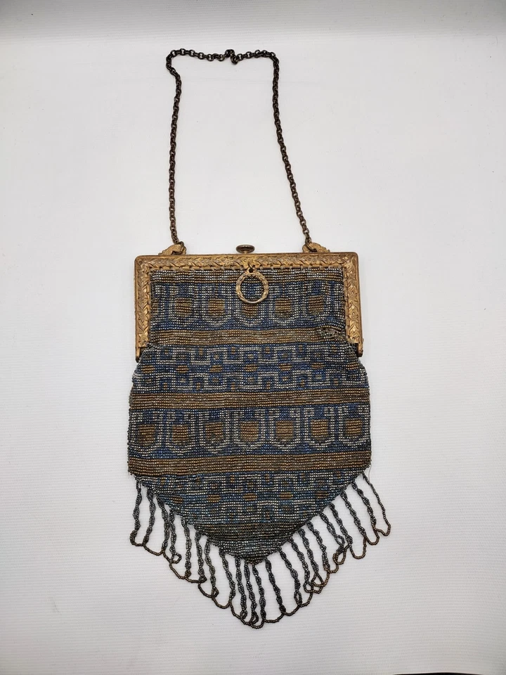 Early 1900's Vintage Metal Beaded Purse Art Deco - Image 1 of 4