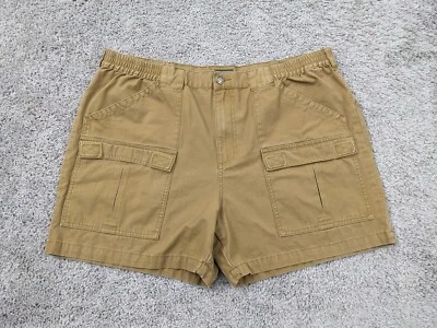 Shorts cargo feminino Cabela's 42 bolsos cáqui bronzeado caminhada ao ar livre casual algodão - Imagem 1 de 4