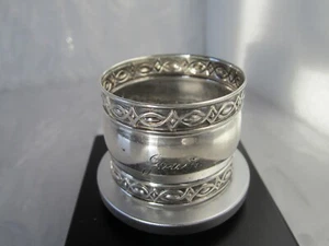 ANTIQUE WATROUS MFG Co. SOLID STERLING SILVER NAPKIN RING MONOGRAMMED “Joan” - Picture 1 of 13