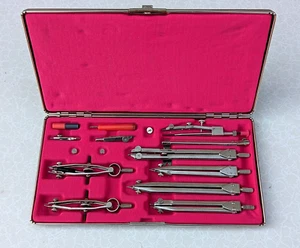 Vintage DRAWING Drafting Compass Set Hard Case  INSTRUMENTS USSR Tools Set - Picture 1 of 13