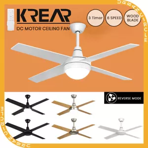 Krear 52'' Ceiling Fan with LED Light Remote Control Fans 4 Wood Blades 1320mm - Picture 1 of 88