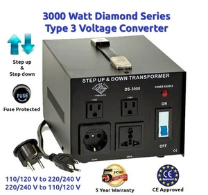Diamond Series 3000 Watt Step Up Down Voltage Converter Transformer - Afbeelding 1 van 4