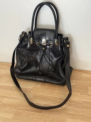 Bolso Cartera Cubo con Solapa Cuero Negro de Lujo Marino Orlandi Hecho en Italia Foto 1 de 4