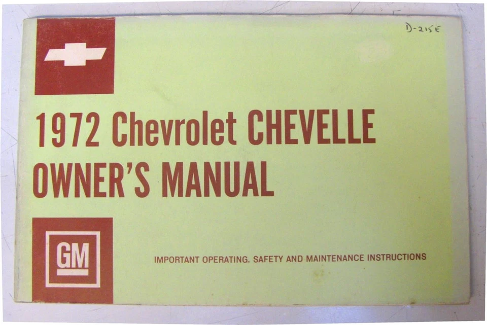 CHEVROLET Chevelle Car Owners Handbook 1972 #325159 ST 305-72 USA Edit. - Image 1 of 4