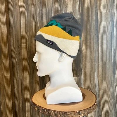 Patagonia Beanie Knit Hat One Size Fleece Mountain Scene Hiking Skiing Gorpcore - Image 1 of 4